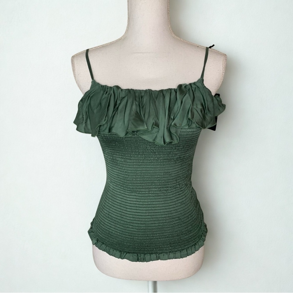Chaser Green Ruffle Tank Top Women Size XS